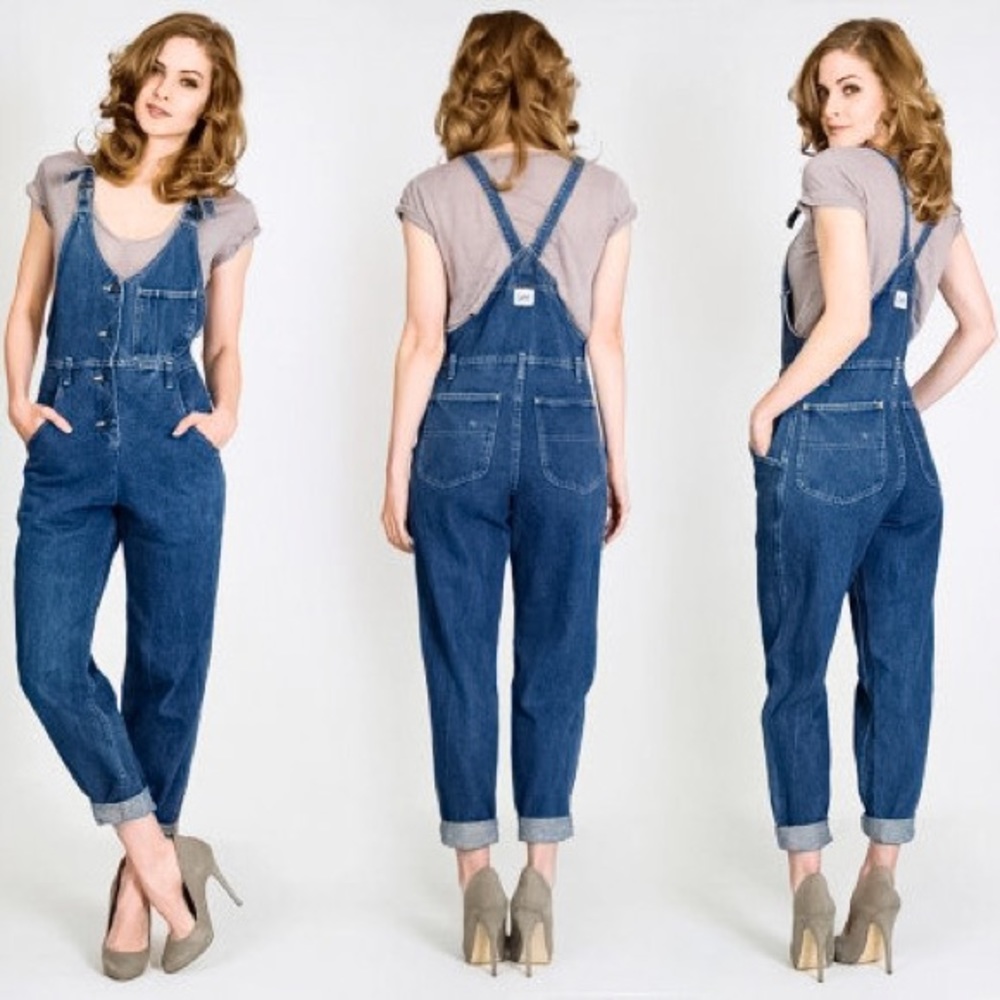 Vintage Lee Button Up Overalls 80s 90s Denim Farmer Jeans Jumpsuit